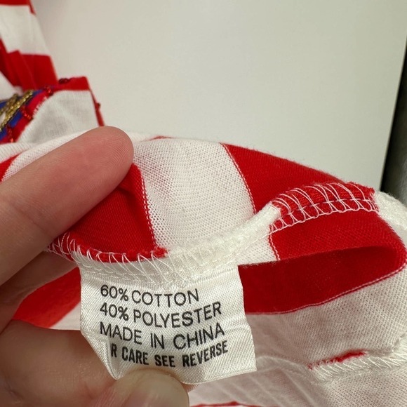 Sail Away Red & White Striped Embroidered Sequin Knit Top Women's Size Medium - Picture 7 of 11